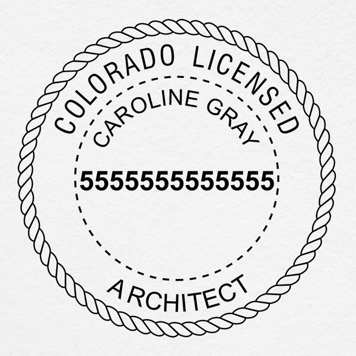 Close-up on the State of Colorado Architect Seal impression