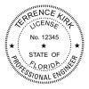 A close up of the State of Florida Engineer stamp impression