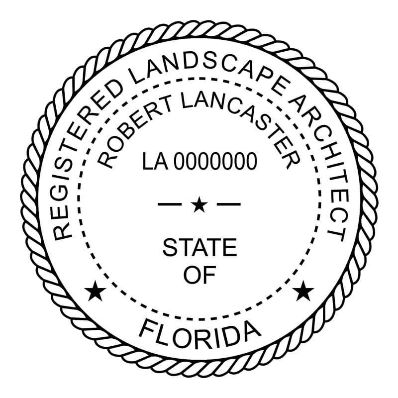 A close-up on the State of Florida Landscape Architect Seal