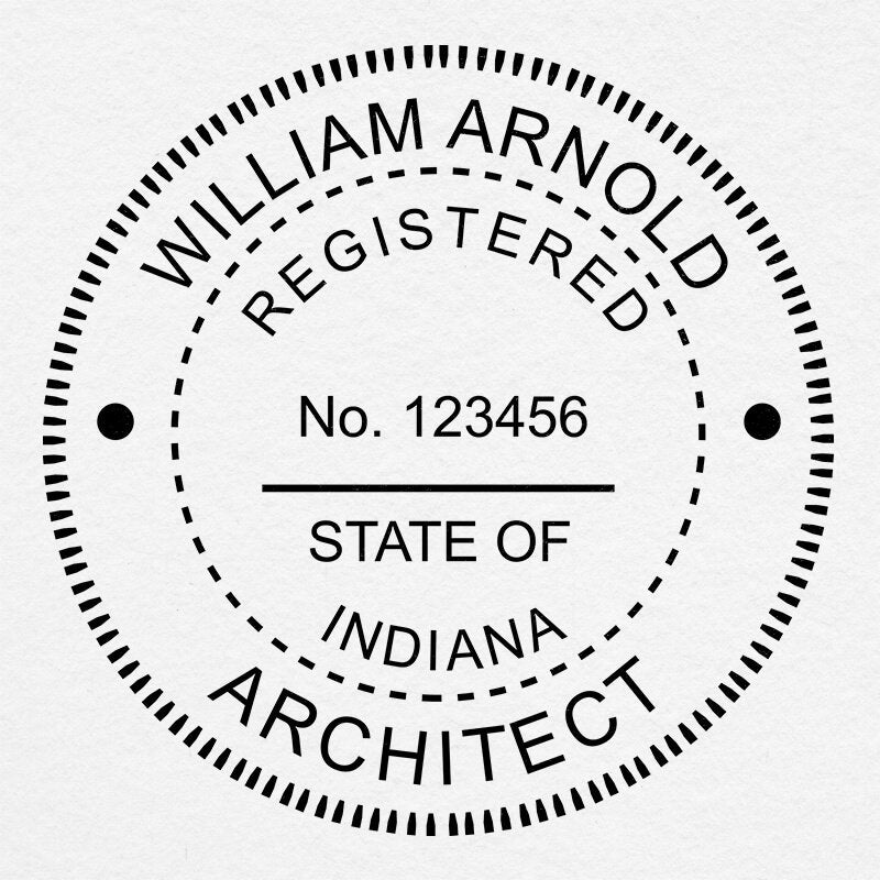 A close-up of the State of Indiana Architect Seal on paper
