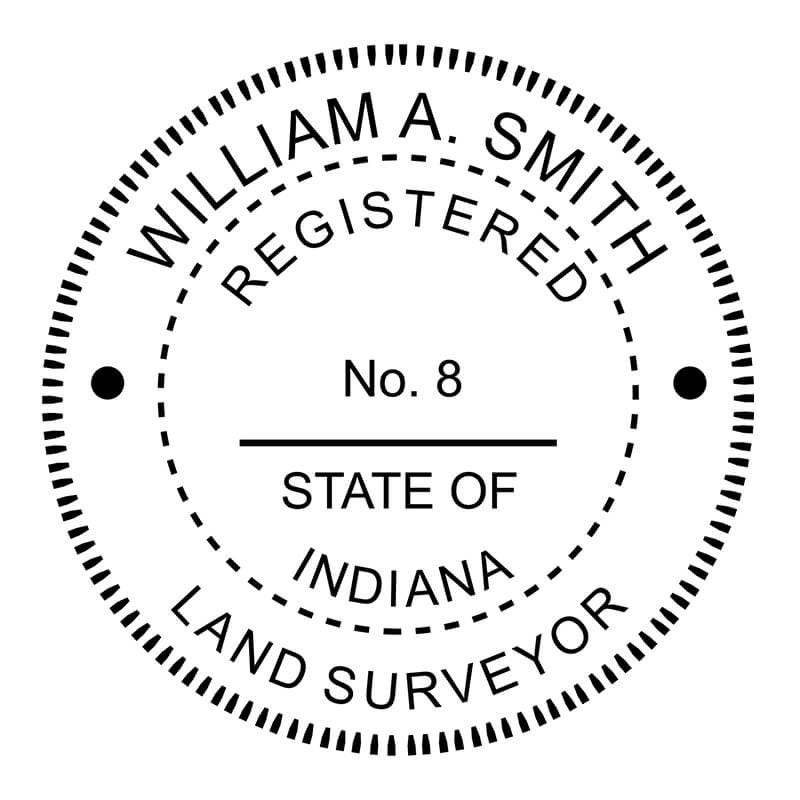 A close-up on the State of Indiana Land Surveyor Seal