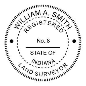A close-up on the State of Indiana Land Surveyor Seal
