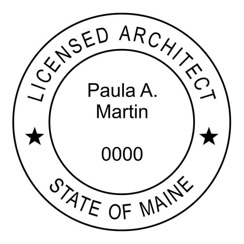A close-up on the State of Maine Architect Stamp Seal