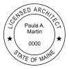 A close-up on the State of Maine Architect Stamp Seal