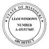 A close-up on the State of Missouri Architect Seal