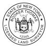 A close-up on the State of New York Land Surveyor Seal