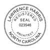North Carolina architect seal design with custom name and license number. 