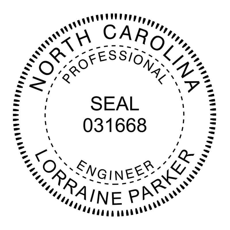 A close-up on the State of North Carolina Engineer Seal