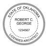 A close-up on the State of Oklahoma Architect Seal