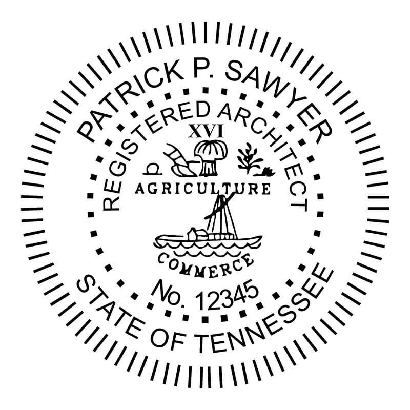 A close-up on the State of Tennessee Architect Seal