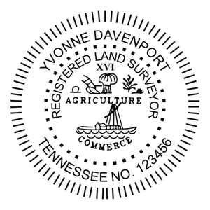A close-up on the State of Tennessee Land Surveyor Seal