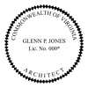 A close-up on the State of Virginia Architect Seal