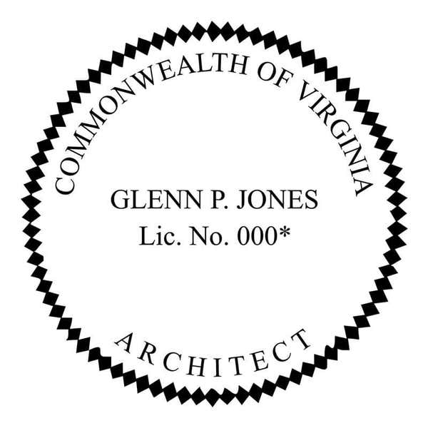 A close-up on the State of Virginia Architect Seal