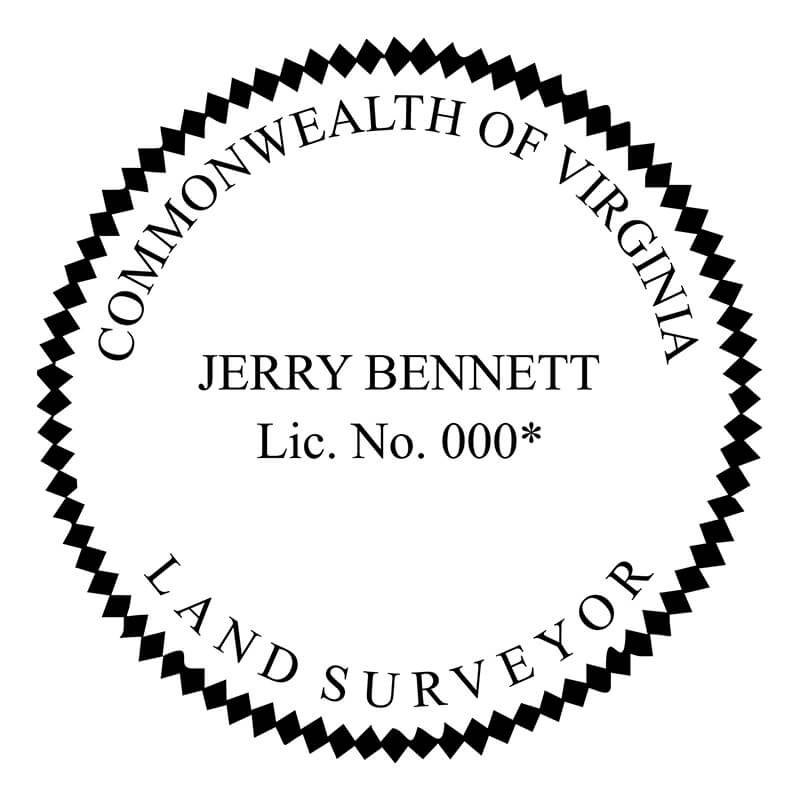 A close-up on State of Virginia Land Surveyor Seal