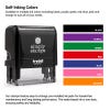 Self inking stamp ink color options: Blue, Black, red, green, pink