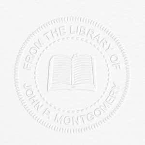 From the Library Book Embosser impression on grey paper