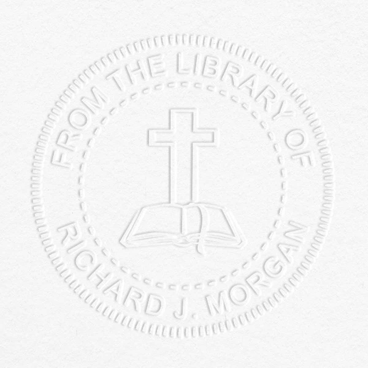 From the Library Cross Custom Book Embosser impression on Grey paper
