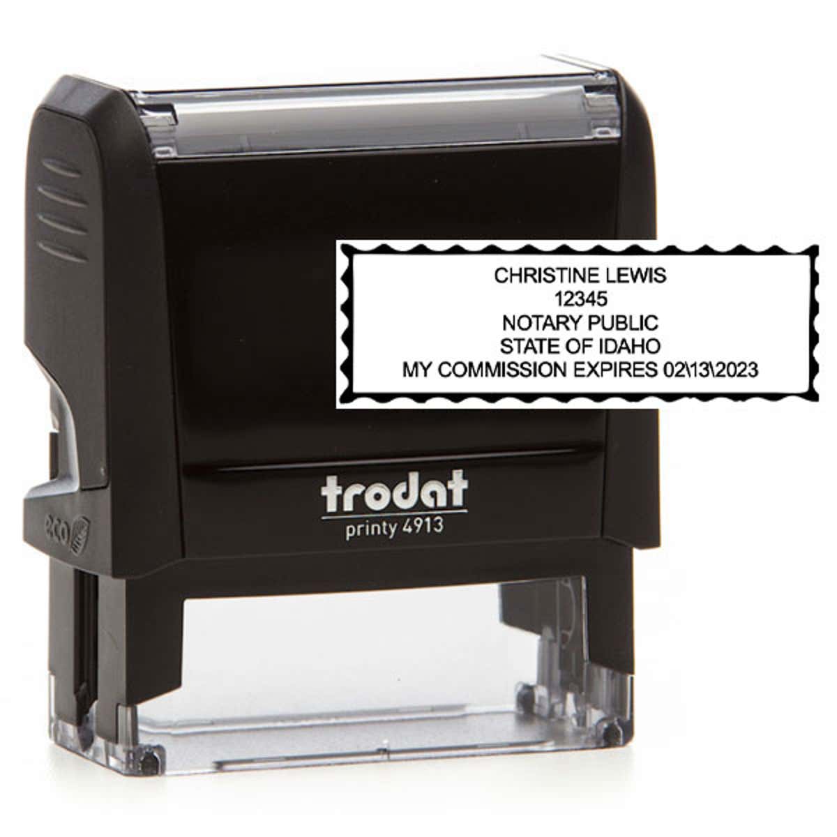 Impression overlay stamp body of Idaho Notary Public Seal with Expiration