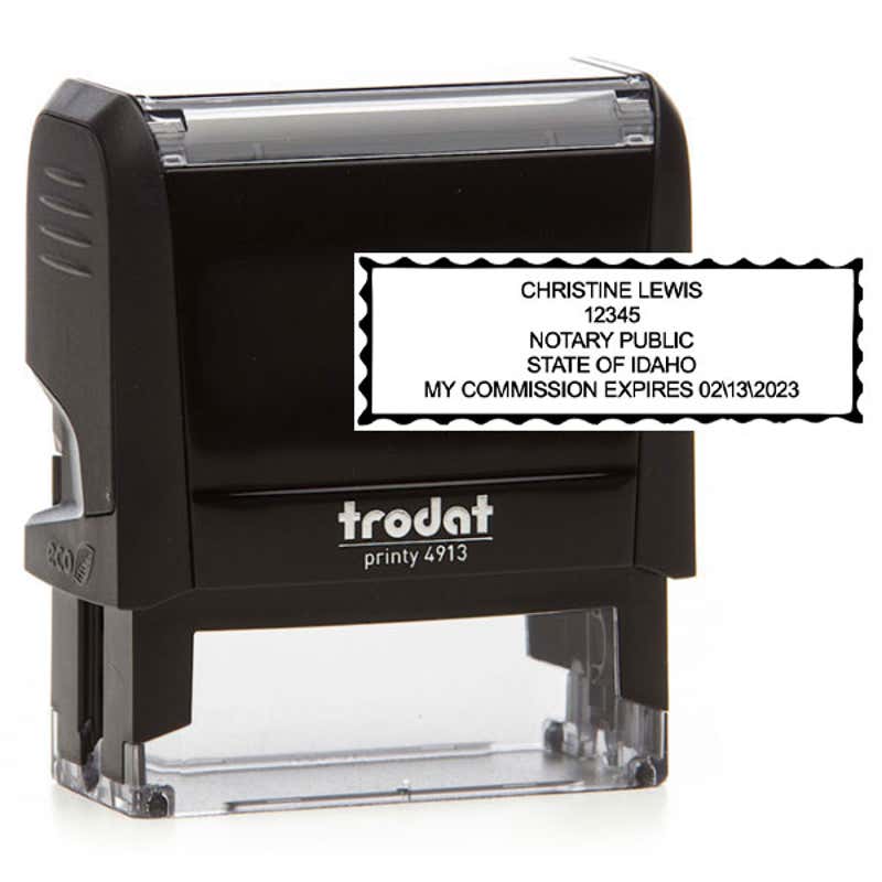 Impression overlay stamp body of Idaho Notary Public Seal with Expiration