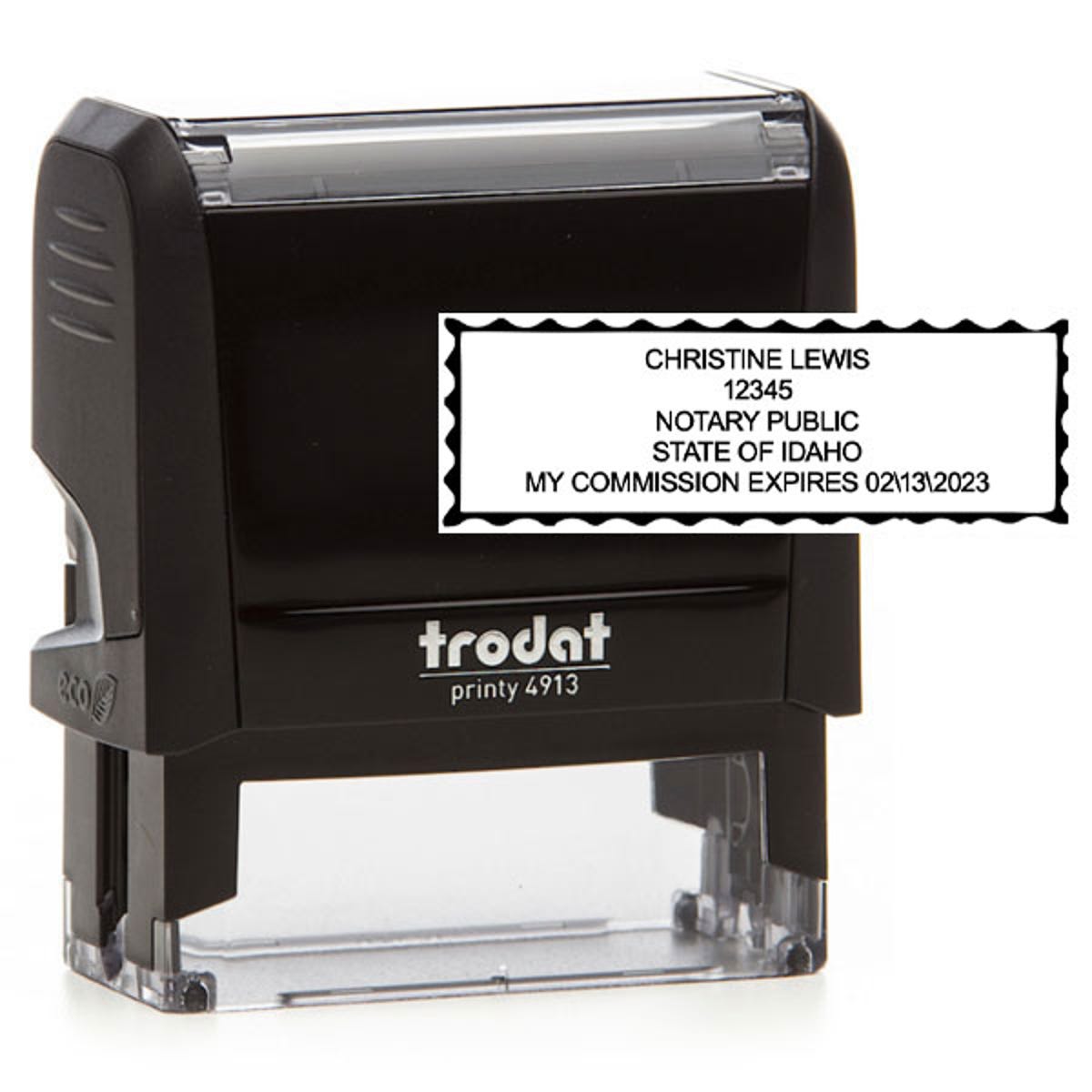 Impression overlay stamp body of Idaho Notary Public Seal with Expiration
