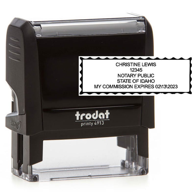 Impression overlay stamp body of Idaho Notary Public Seal with Expiration