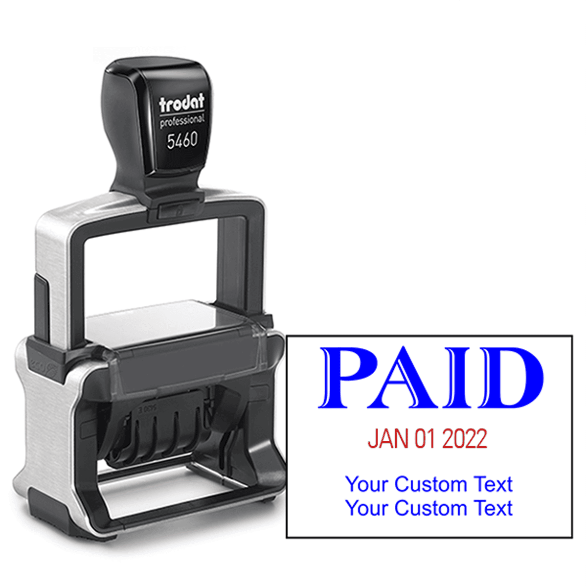 Trodat Professional Paid Dater With Custom Text Below