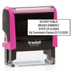 Alaska Notary Pink Stamp Body with Impression Overlay