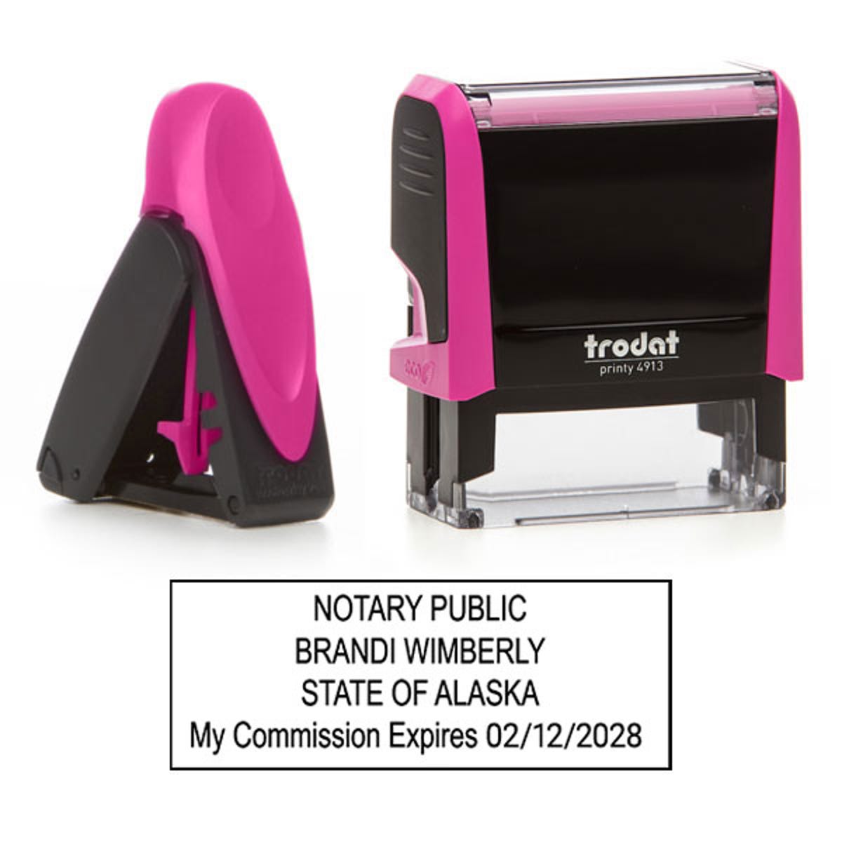 Our Alaska Notary Pink Stamp Comes in Self-Inking and Pocket Stamp Versions