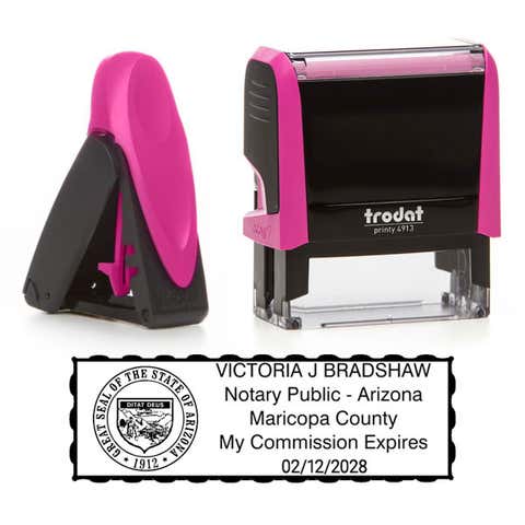 Arizona Pink Rectangle Notary Stamp