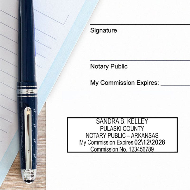Example of Arkansas Notary Pink Stamp Impression on Paper