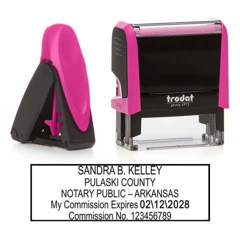 Arkansas Pink Rectangle Notary Stamp