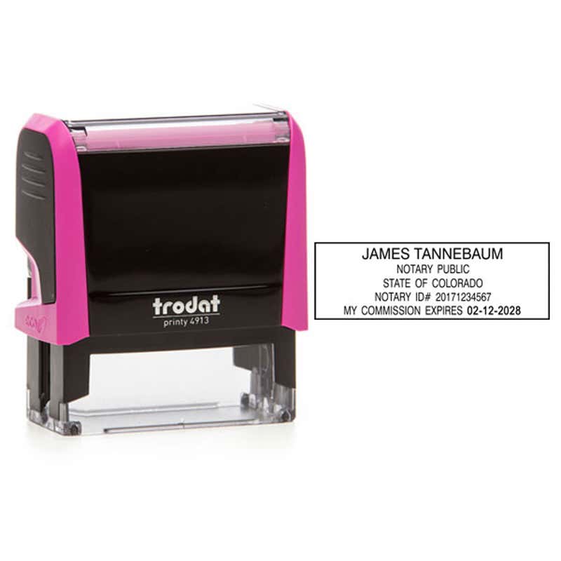 Colorado Notary Pink Stamp - Self-Inking Body and Impression