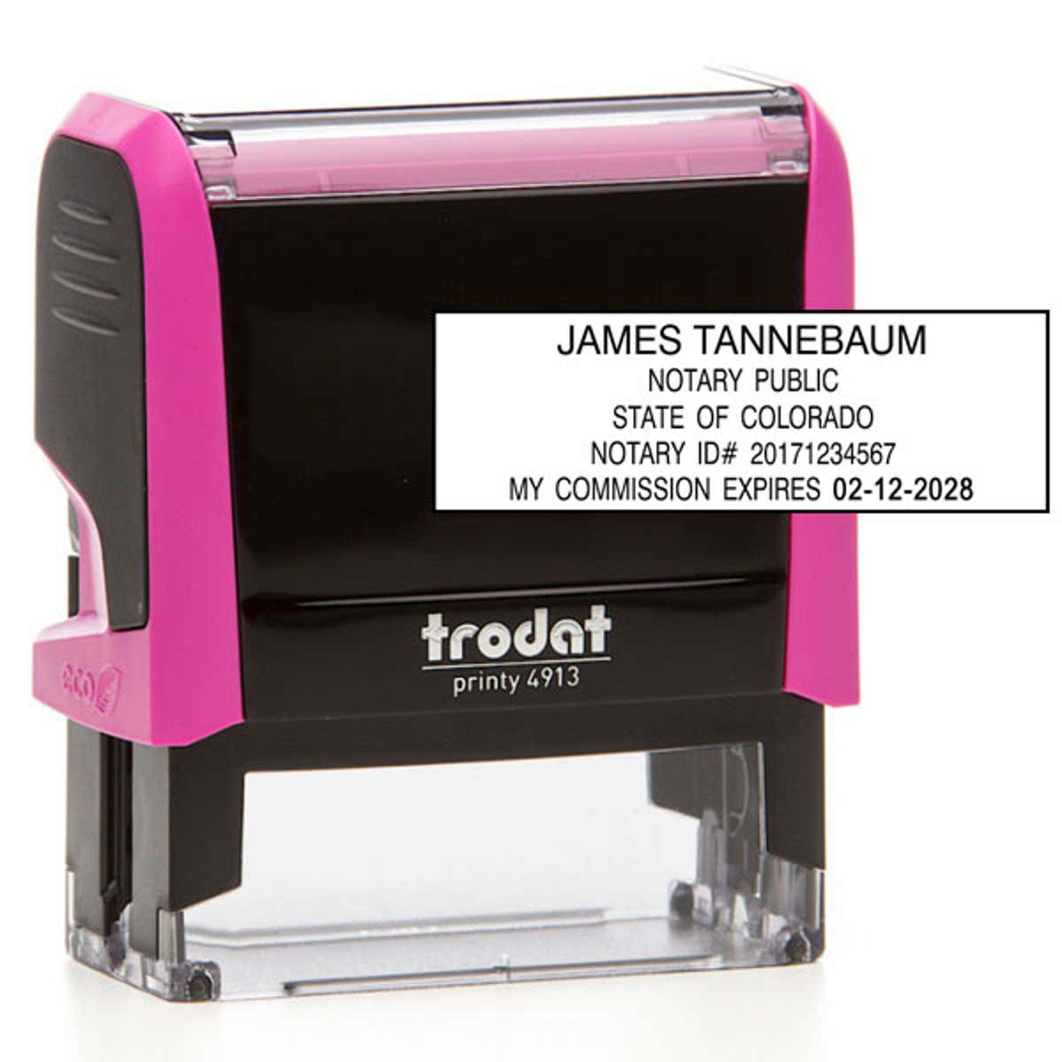 Colorado Notary Pink Stamp - Rectangle Body and Impression