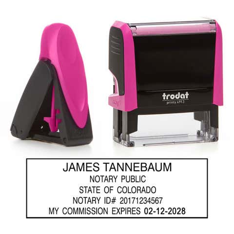 Colorado Pink Rectangle Notary Stamp