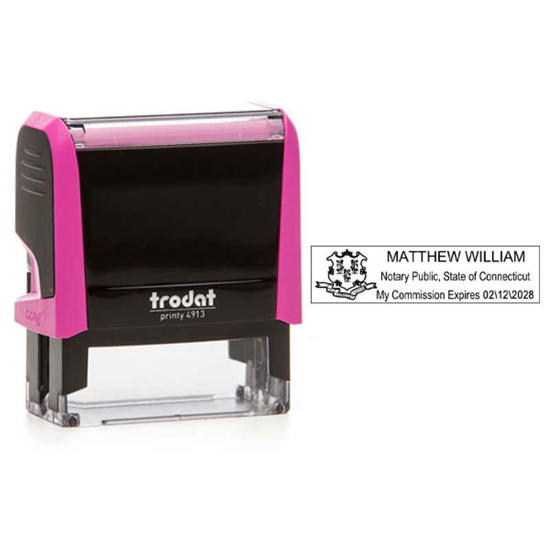 Connecticut Notary Pink Stamp Body and Impression