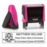 Connecticut Pink Rectangle Notary Stamp