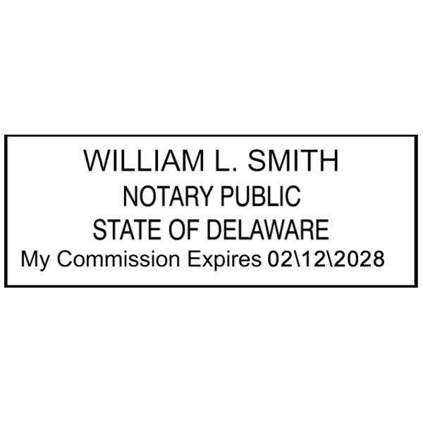 Delaware Notary Pink Stamp - Rectangle Impression