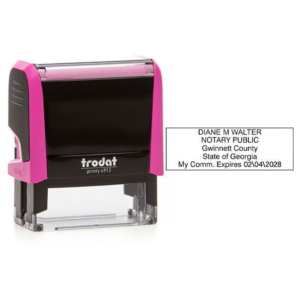 Georgia Pink Rectangle Notary Stamp