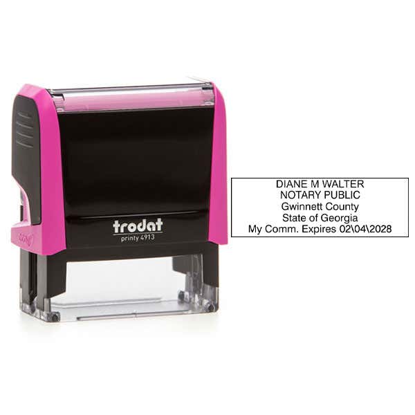 Georgia Pink Rectangle Notary Stamp