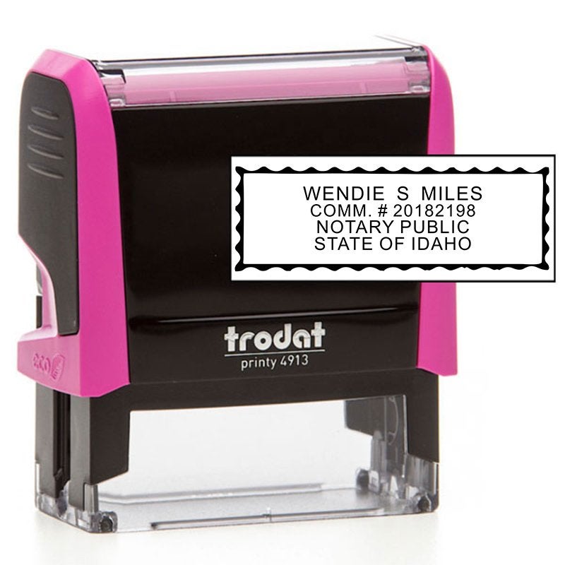 Impression overlay on Idaho Notary Pink Stamp - Rectangle