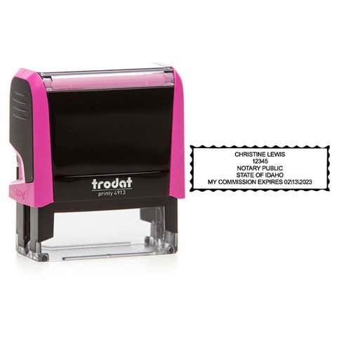 Idaho with Expiration Pink Rectangle Notary Stamp