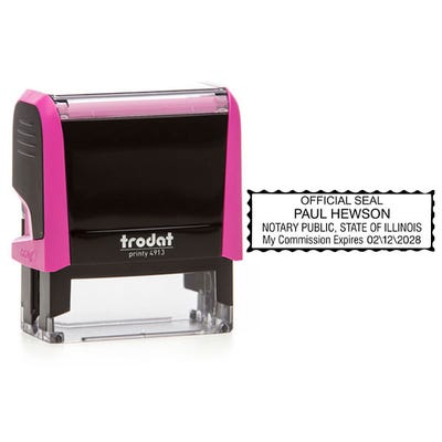 Illinois Pink Rectangle Notary Stamp - alternate view