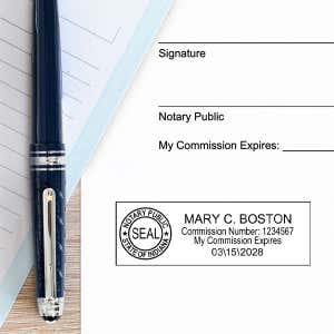 Example of Indiana Notary Pink Stamp - Rectangle Impression on Paper