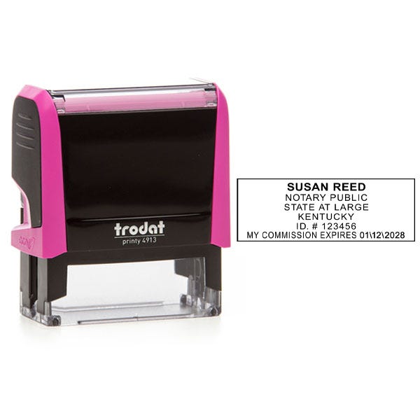 Kentucky Pink Rectangle Notary Stamp