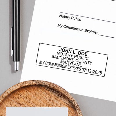 Maryland Pink Rectangle Notary Stamp - alternate view