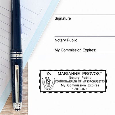 Massachusetts Pink Rectangle Notary Stamp - alternate view