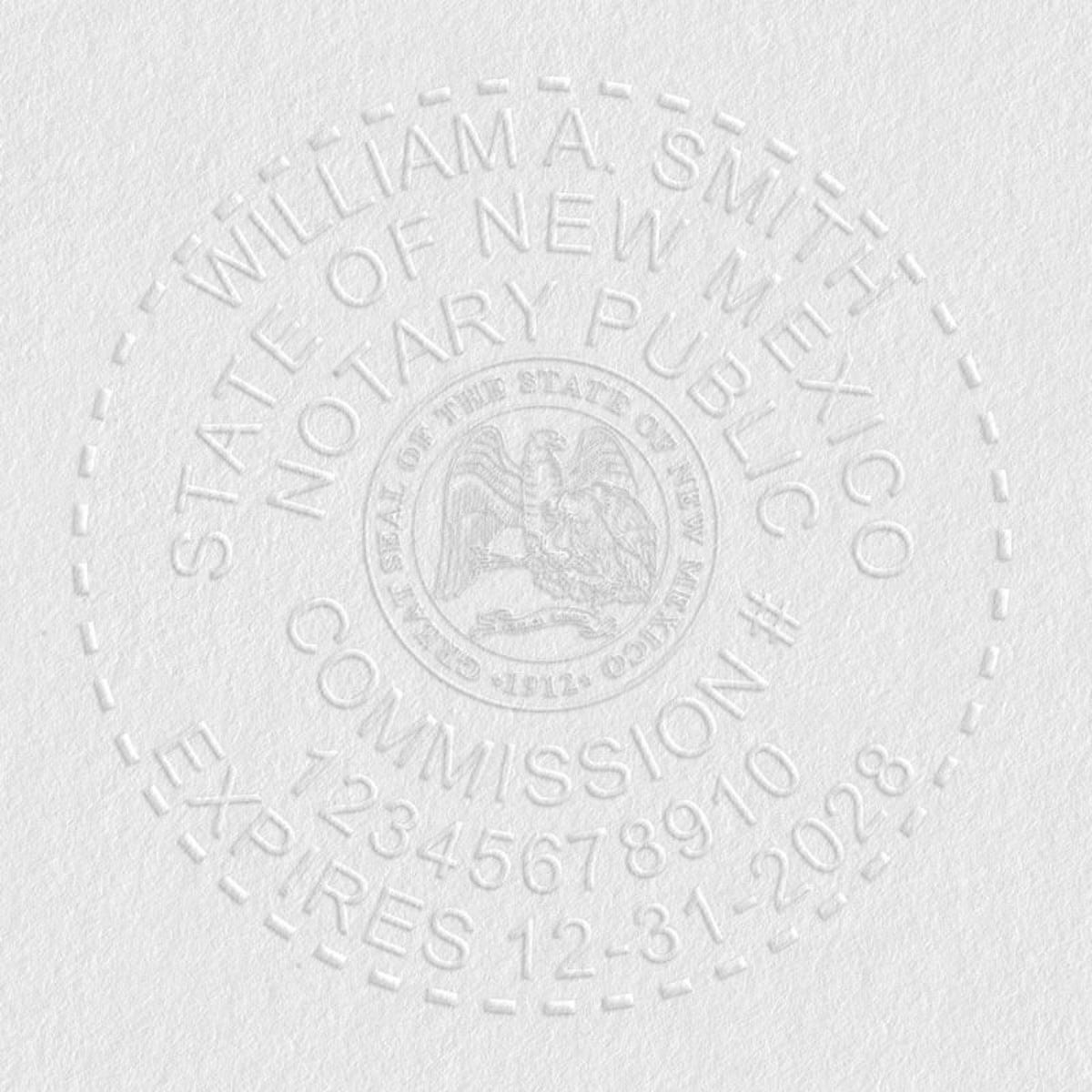 New Mexico Notary Pink Seal - Round Design Imprint Example on Paper