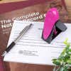 New Mexico Pink Rectangle Notary Pocket Stamp Opened on a Document 
