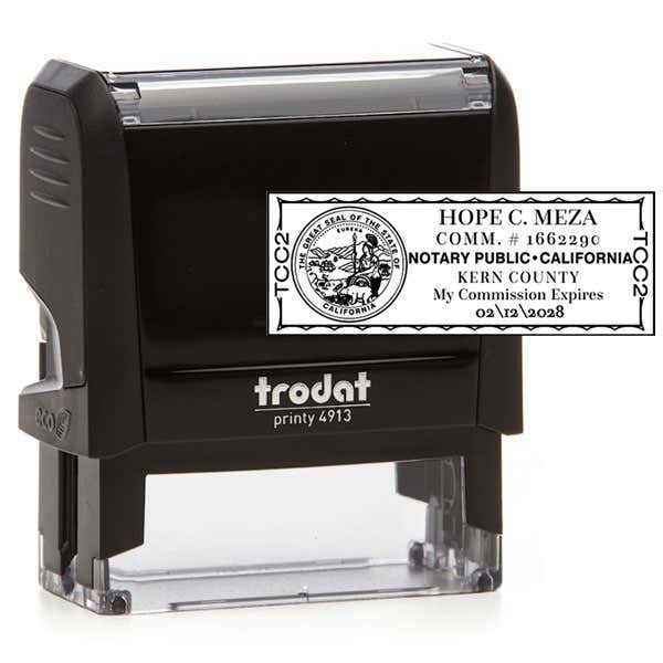 California Notary Rectangle Design Stamp Body and Impression