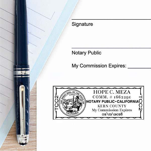 California Notary Rectangle Design Impression on Paper